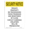 Signmission OSHA Security Sign, 10" Height, Rigid Plastic, Private Property No Trespassing, Portrait OS-SN-P-710-V-11743 - alternate 1